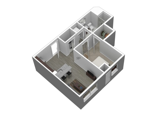 1 Bedroom Corner // View Floor Plan